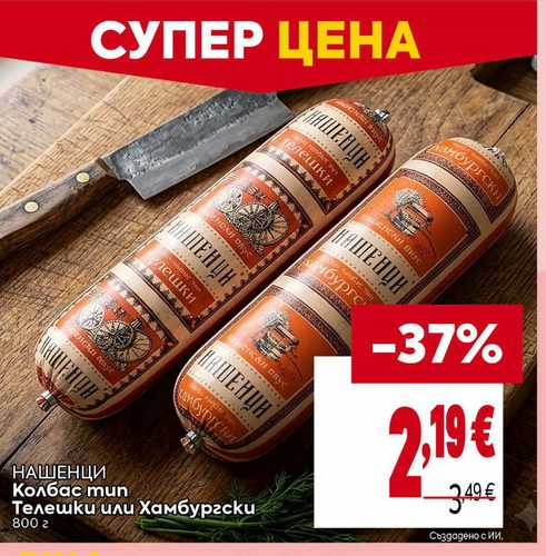 НАШЕНЦИ Колбас тип Телешки или Хамбургски 800 г