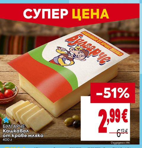 БЪЛГАРЧЕ Кашкавал от краве мляко 400 г