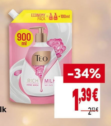 TEO Течен сапун Rich Milk 900 мл