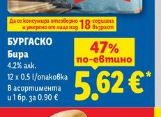 Бургаско Бира 4.2% алк. 12 х 0.5 л/опаковка